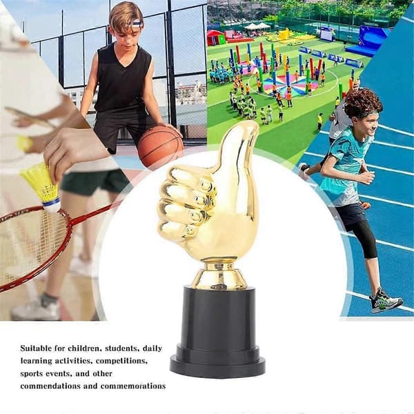 10 st Tummar Trofé Plast Guld Troféer Uppmuntring Mini Seger Troféer Priser för Hemma