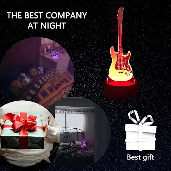 SBSG Gitarr 3D Nattlampa, TINYOUTH Illusion Skrivbords- Sänglampor med Smart Touch