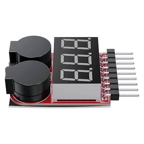 5 ST 2-i-1 1-8S Lipo Batterispänningstestare, RC Lågspänningssummerlarm, Batteriövervakare Te