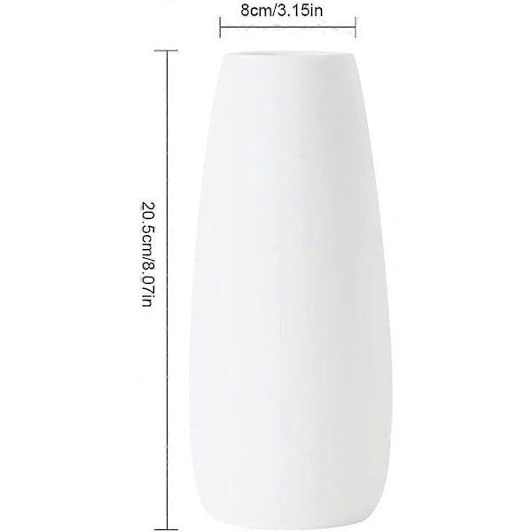 2025 Egnet Hvit Keramisk Vase, Keramisk Vase for Blomster, Moderne Vase for Blomster, Keramisk Vase for Hjemmeinnredning