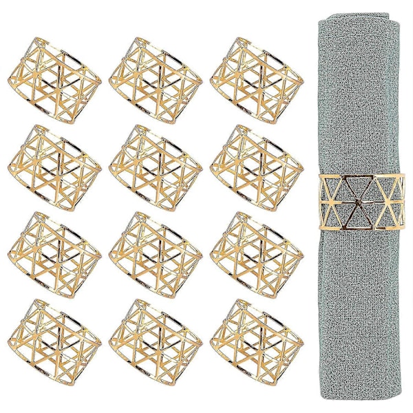 Servietringe, 12 stk. Guld Servietringe, Servietringholdere til spisning