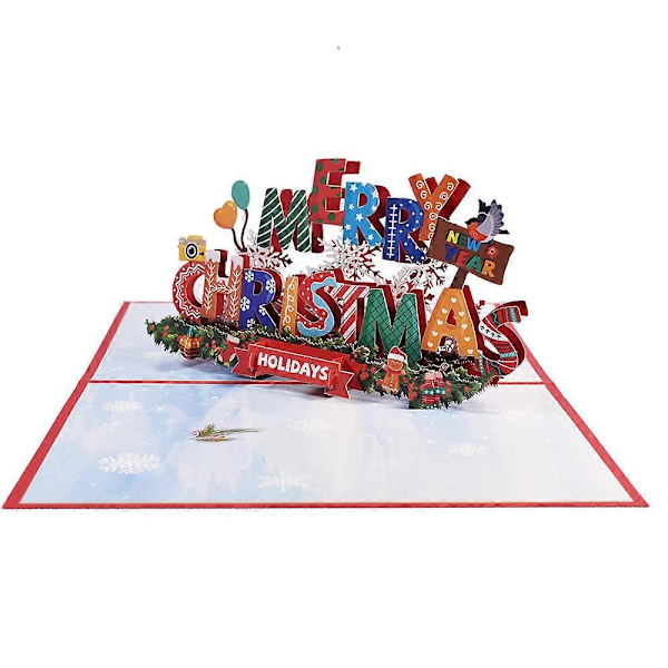 Håndlaget God Jul Pop Up-kort Håndlaget 3D Jul Pop Up-kort Jul Pop Up-kort