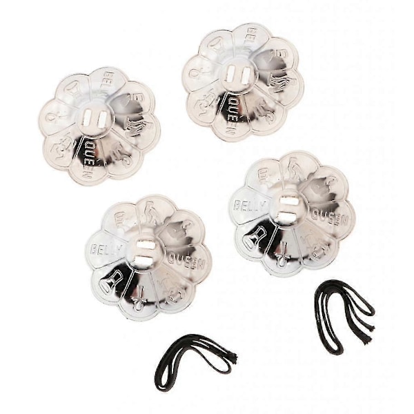 4x Blomformade Magdans Finger Cymbaler Ren Mässing Dans Silver