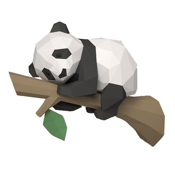 3D eläinpaperimalli, panda puussa geometrinen origami kodin sisustukseen, seinän koristeluun, koulutus