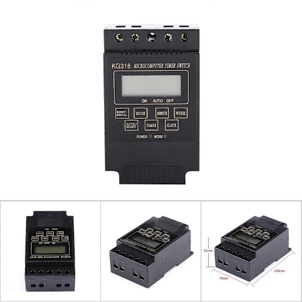 LCD Digital Timerbryter Mikrodatamaskin Kontroll Programmerbart Tidsrelé (AC220V) YEMAA