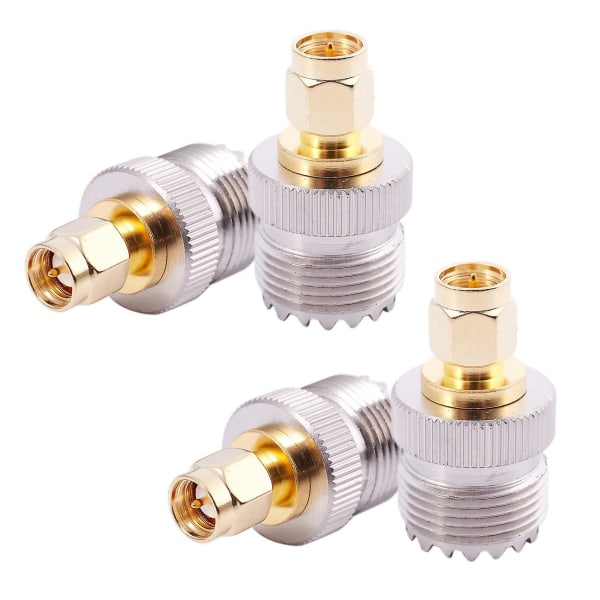 4x Sma Male To Uhf Female So239 So-239 Jumper Plug Rf Adapter Connect -259 Gold