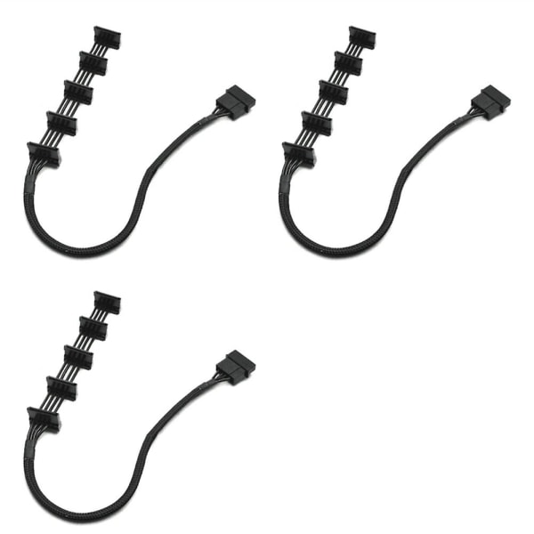 3 stykker 4-pins Ide Molex 1 til 5 Sata strømledning 18awg svart 55 cm