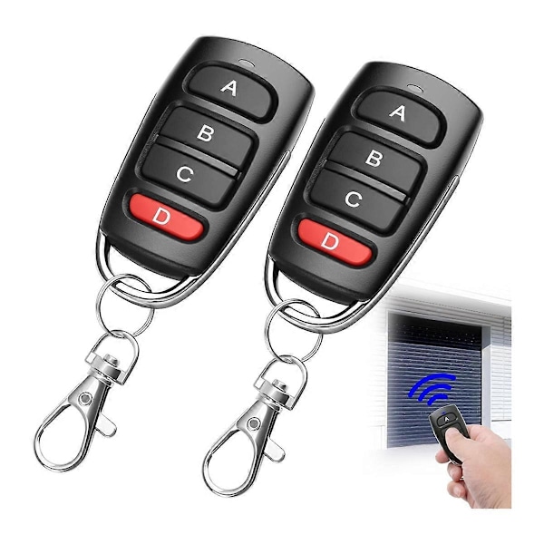 2 stk. Fjernbetjening til garageport, 433,92 MHz fjernbetjening til port, fjernbetjenings nøglebrik, erstatning for elektrisk garageport