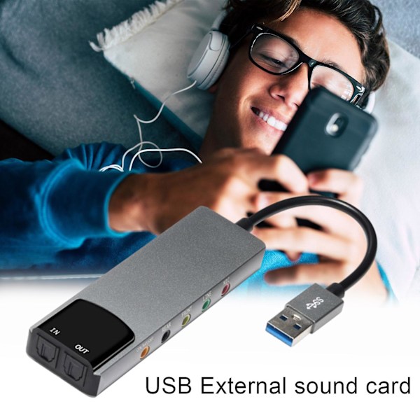 USB Ekstern Lydkort for Windows 8/7/XP Optisk SPDIF Inngang Multifunksjonelt Lydkort Adapter for PC Datamaskin Bærbar Forsterker Opptak