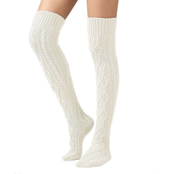 Sherrydc Women's Cable Knit Thigh High Socks Extra Long Winter Stockings Leg Warmers