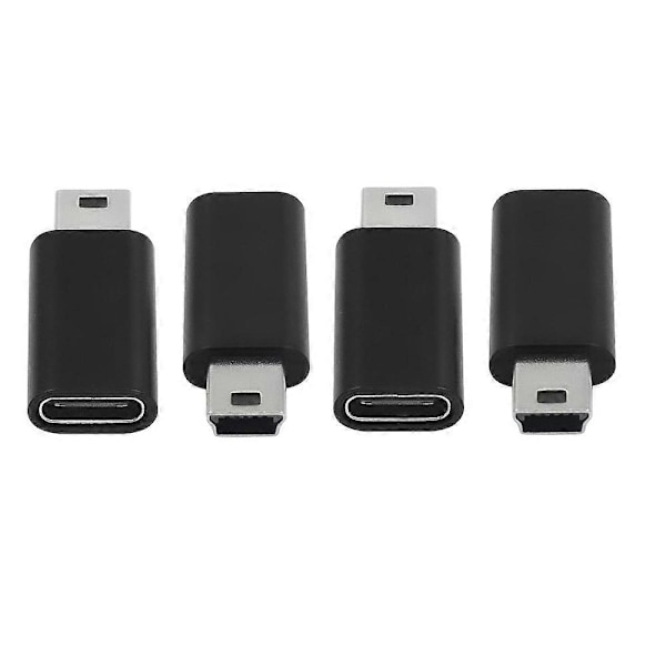 4 stk USB C til Mini USB 2.0 Adapter Type C Hunn til Mini USB Hane Konverteringsadapter for MP3-spillere D