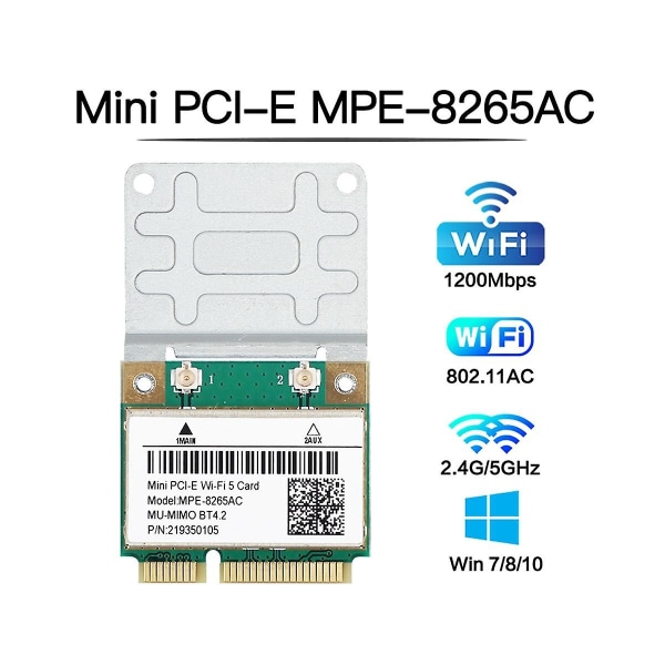 -8265ac Trådløst Halv Mini Pci-e Wifi Kort Wifi 5 Dobbeltbånd 802.11ac 2.4ghz 5ghz 1200mbps Wlan Nettverk