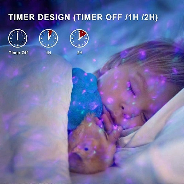 Stjernelys Galaxy Projektor, LED Ocean Wave Nebula Projektor med Fjernbetjening/Bluetooth Højttaler/Timer/Stemmestyring, Natlys Projektor til