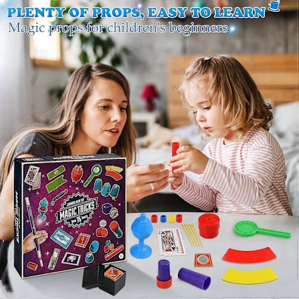 Magi-set för barn, Magi-rekvisita-kit, Magiska trick för barn, Magiker-set, Magiska trick-gåvor för ålder 6+