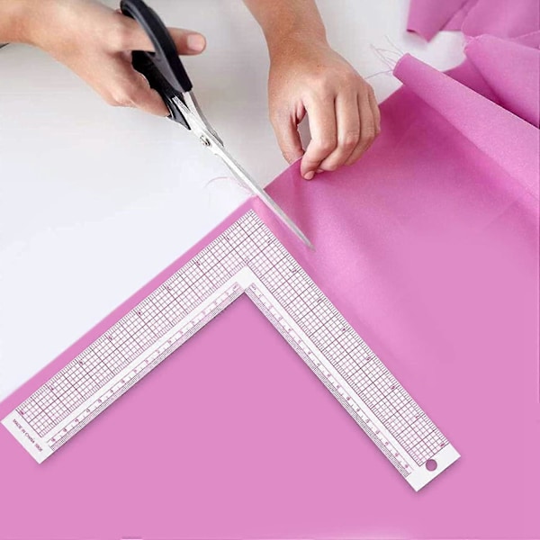 L-vinkel Sy Linjal, Sy Linjal Quilting Linjal Plast L-vinkel Form Linjal Fransk Kurva Sy Mått Professionell Skräddar Hantverksverktyg (1st-röd +