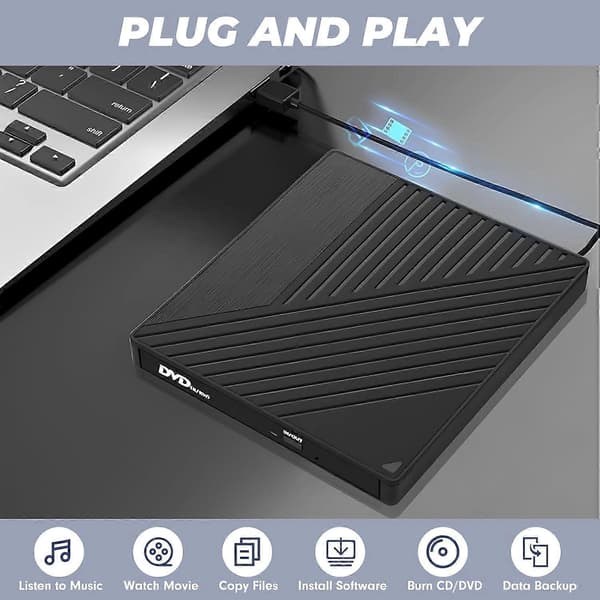 Extern DVD-enhet, USB DVD-enhet, Extern DVD-enhet för PC med SD/TF-kortläsare för PC, Laptop