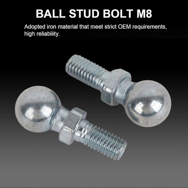 2 stk Bil Jernkule Stud Bolt M8 for Gassdempere Kuleformet Panser