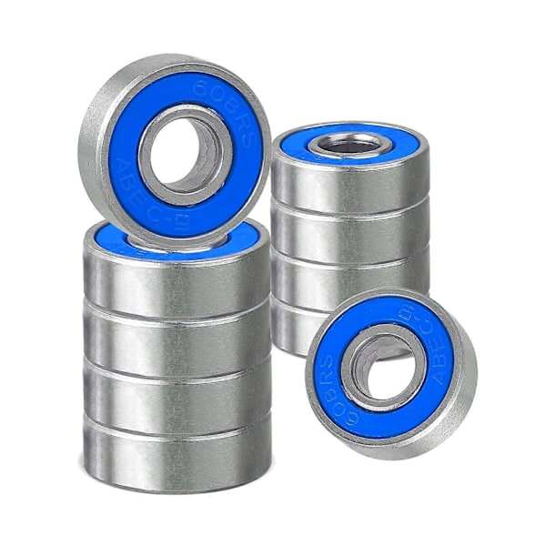 10 STK Kuglelejer Miniature Metallejer ABEC-9 608 2RS Dobbeltskærmede Lejer til Lange Skateboards Firehjulede Skøjter Blå