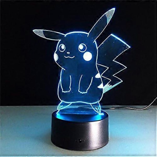 3D Nattlampa Gå Touch Nattlampor Färgglada Spel Pikachu Actionfigurer Leksaker Barnpresenter 7 Färger Byter