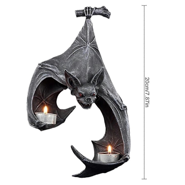 Fantastisk Fladdermus Väggljusstake, Rustik Medeltida Väggdekor Skulptur Hängande Dekor, Halloween Ljusstake Den Bästa