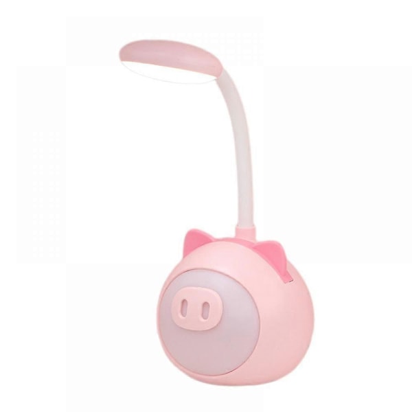 Tecknad Mini LED Liten Skrivbordslampa, LED Skrivbordslampa för Barn, Söt Gris Lampa Kawaii Skrivbordstillbehör, Flexibel Svanhals Ögonvård Tecknade Små Skrivbordslampa