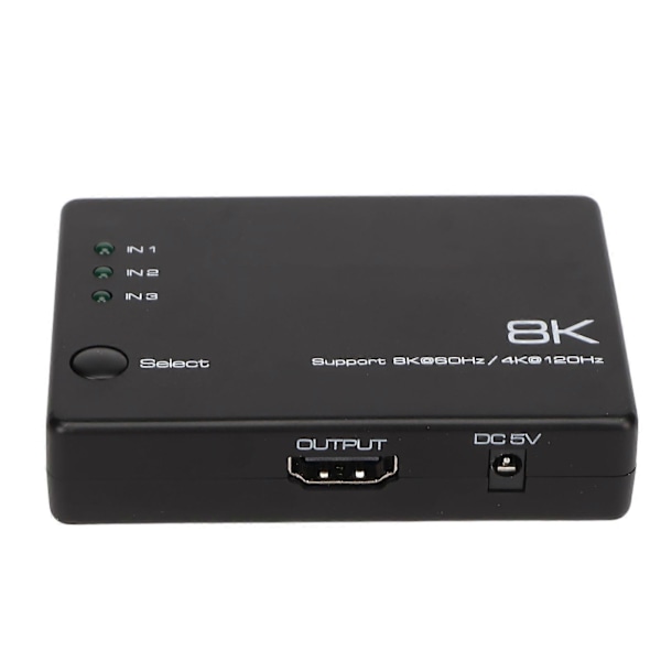 8K HD Switch 3 In 1 Ut 40Gbps Snabb Stabil Fjärrkontroll Plug and Play HD Multimedia Switch för TV Projektor PC YEMMA