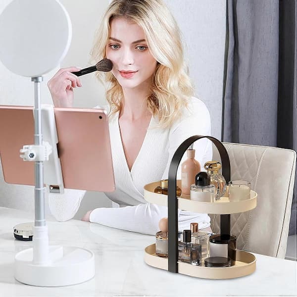Makeup Organizer til Bordplade | Makeup Organizer til Toiletbord | Akryl Makeup Organizer | Træ
