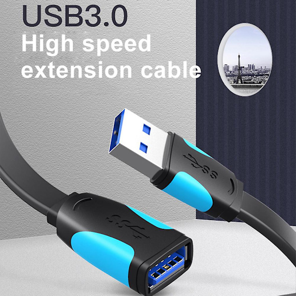 USB 3.0 Han- till Hon-förlängningskabel 3/2/1.5/1/0.5m Hög Hastighet Data Synkkabel