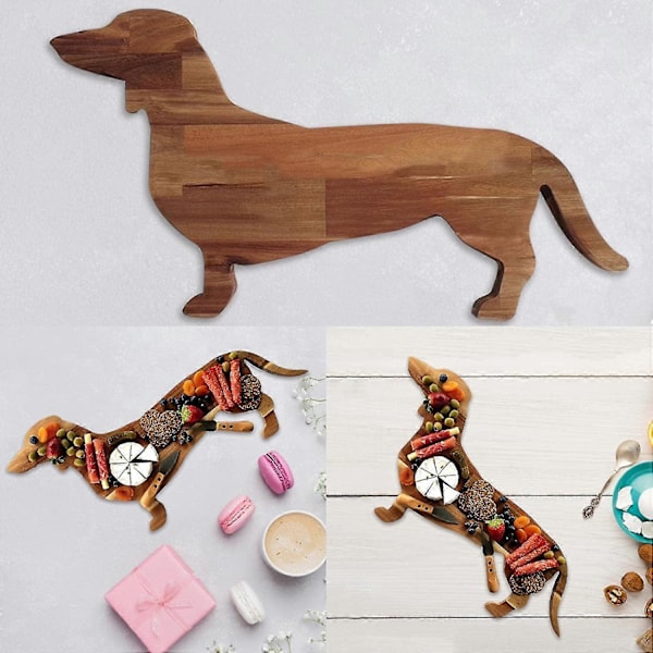 15,7 tommer Dachshund Hund Middagstallerken Skjærebrett, Tre Skjærebrett Dachshund Praktisk Matbrett