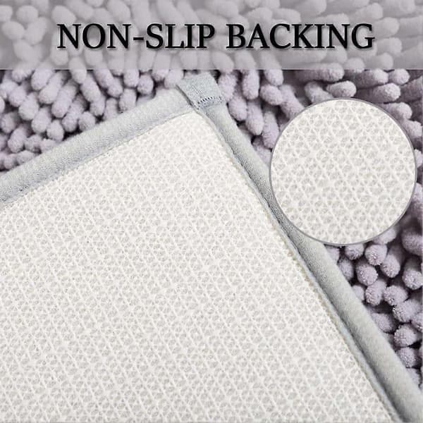 Mikrofiber skridsikkert badeværelsestæppe blødt plys bademåtte, super absorberende chenille