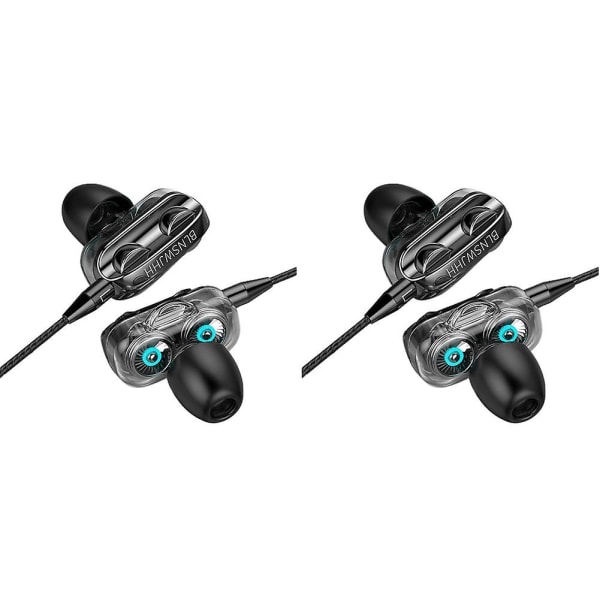 2x In-Ear Ørepropper Trådbundne Hovedtelefoner Bas Stereo Ørepropper Sports Trådbundne Øretelefoner Musik Hovedtelefoner