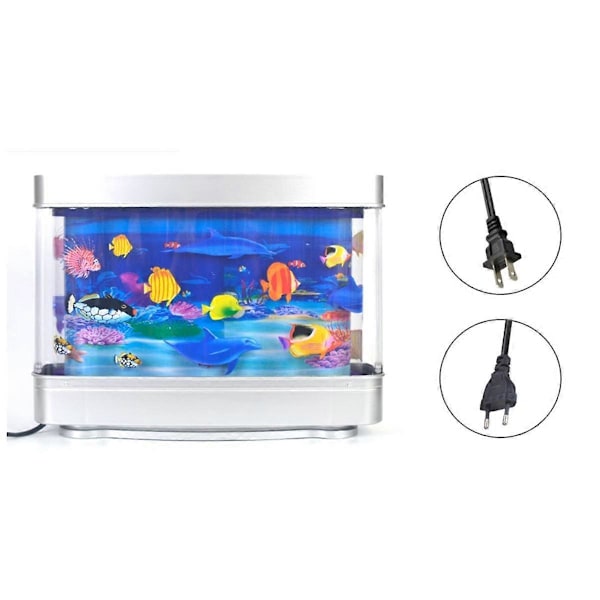 Kunstig Tropisk Akvarium Lampe Nattlys Virtuelt Hav Dynamisk LED Bordlampe Rom D