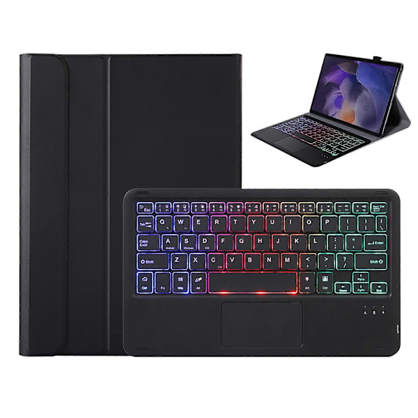 Bluetooth-kompatibelt tangentbordfodral med bakgrundsbelyst tangentbord och pekplatta för Samsung Tab A8 2021 SM-X205/X200