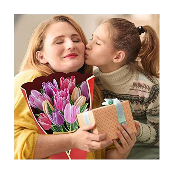 3d pop-up papir blomster buket lykønskningskort, gavekort til mors dag fødselsdag påske til kvinde