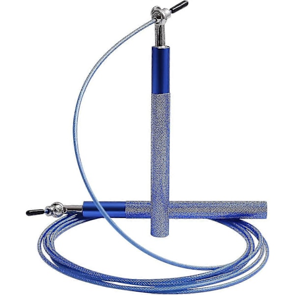 Speed Jump Rope, Justerbart Speed Rope Sjippetov med Skridsikkert Legeringshåndtag og Glatte Lejer (blå)