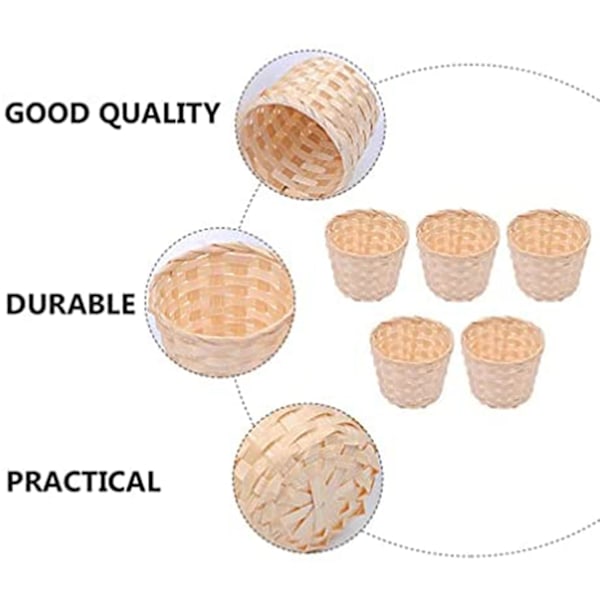 5 stk Mini Flettede Kurver Uten Håndtak For Gaveposer Håndverk Dekor Egnet For Diverse Anledninger