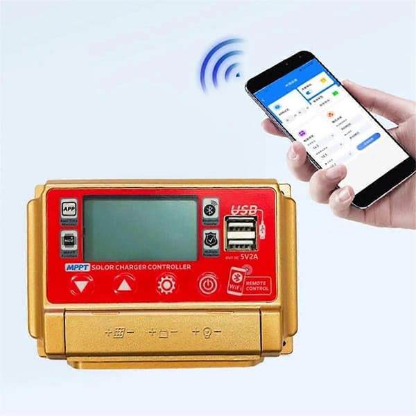 12/24V MPPT Solar Charge Controller Wifi Bluetooth Solpanel Batteri Smart Regulator 50A