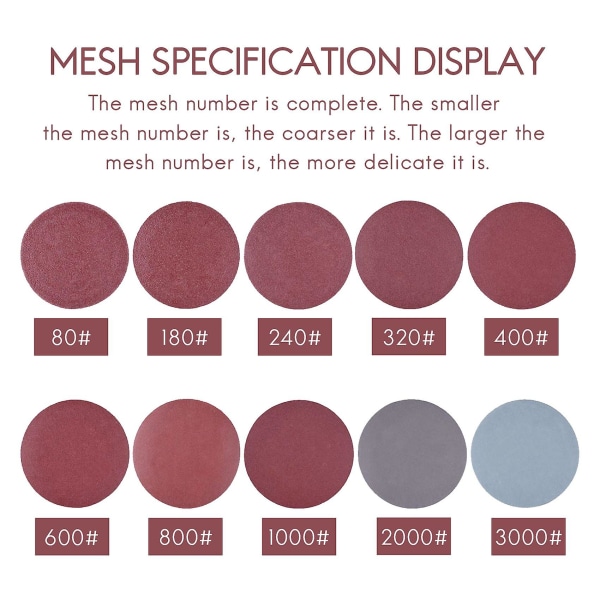 200 stk 50 mm 2 tommers slipeskive slipeskive 80-3000 kornpapir med 1 tommers slipepoleringsplate + 1/4 tommers skaft for roterende verktøy