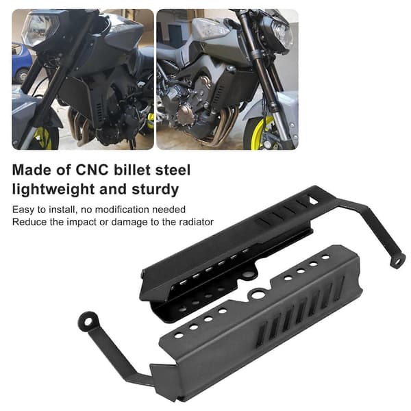 CNC Billet Radiator Side Guards Dekselbeskyttelse Passer til Yamaha MT09 FZ09 2013-2017 Svart