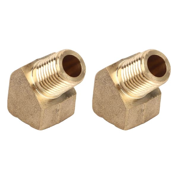 2 stk. 45° Rørkne Solid Messing 8mm Innvendig Gjenge 45 Graders Luft Drivstoff Gass Vannrør Adapter Kobling