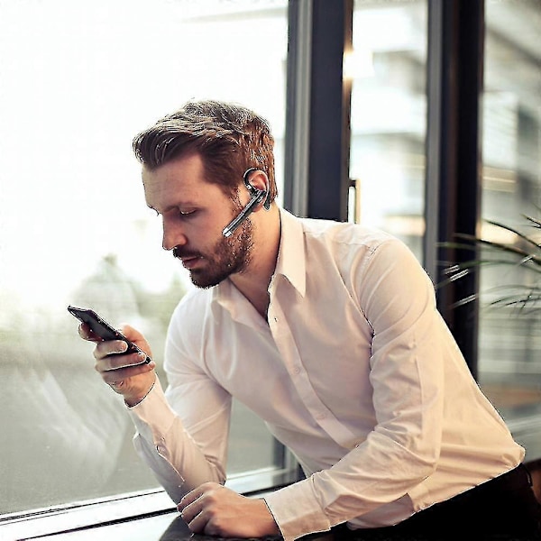 V5.1 Bluetooth Headset med CVC 8.0 Støjreducerende Mikrofon til Mobiltelefon, Kørsel, Forretning, Kontor
