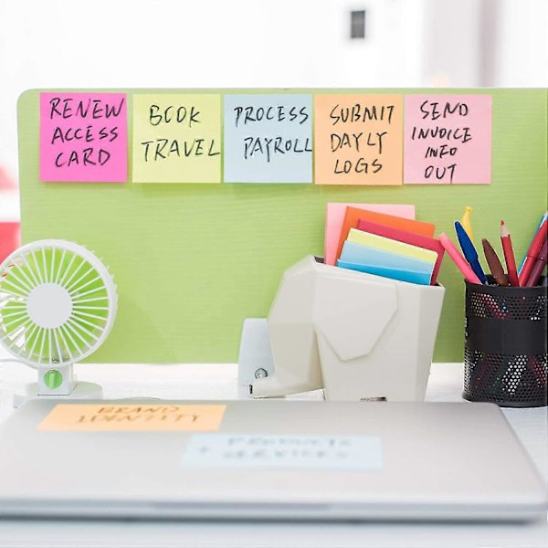 8 Assorterede farver Sticky Notes, 76 X 76 mm, 100 ark/blok Selvklæbende noter, 16 blokke