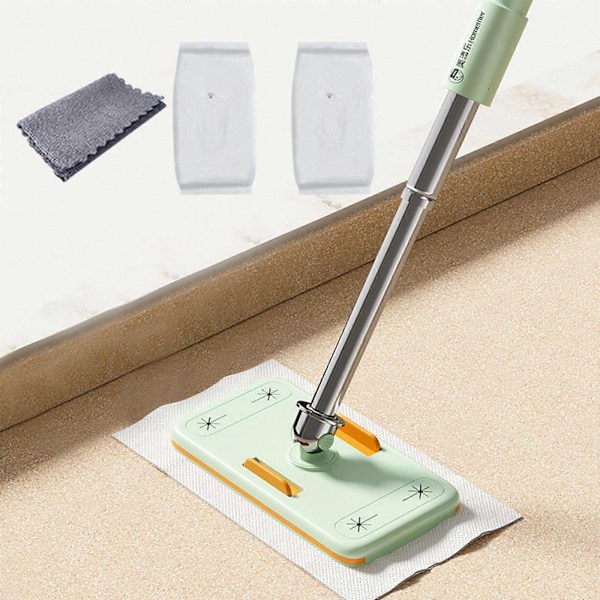 Teleskopisk Mini Mopp for Skrivebord, Vaskeklut Flatmopp, Elektrostatisk Støvpapir, Liten Mopp med Uttrekkbart Håndtak fra 23 cm til 56 cm