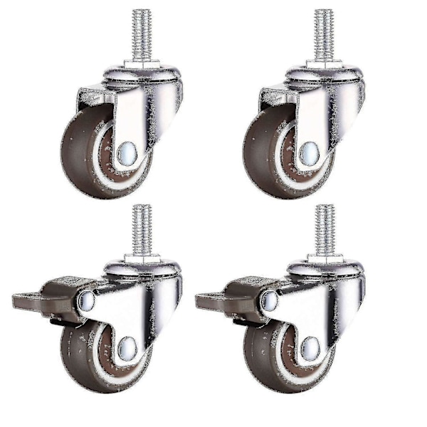 M8 Kierteellä Varustettu Varsi Kumista Valmistettu Kestävä Kääntöpyörä Käsikärryyn, Työpöytiin, Huonekalupyöriin, 1,5 Tuumaa, Kierteen Halkaisija: 8mm, Pituus 20mm, 2kpl Wi