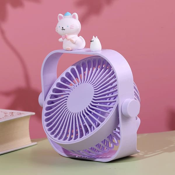 Mini Ventilator Bærbar Stærk Vind 3 Hastigheder Sød Tegneserie Skrivebord USB Køleventilator til Børneværelse