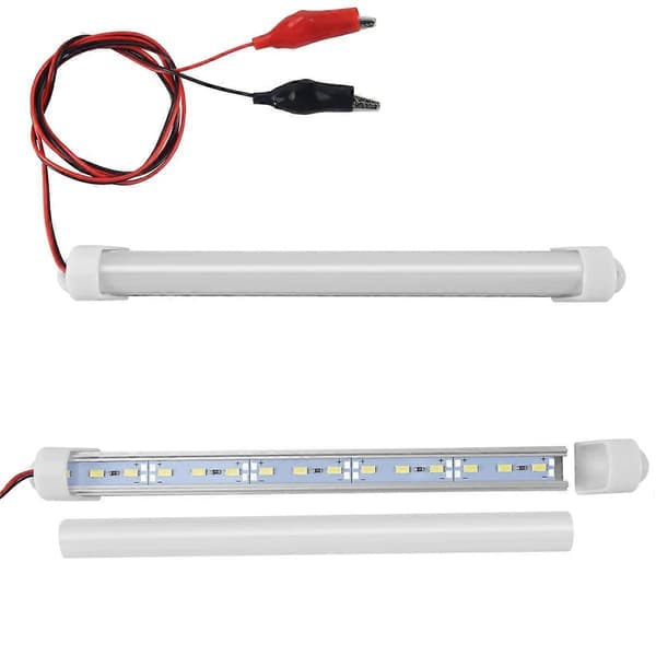 2x 12V Bil LED SMD Interiør Lyslist Rør Stripe Lampe Varebil Båt Campingvogn Kald Hvit