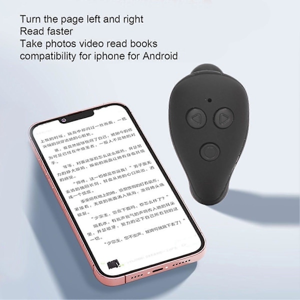Bluetooth Fjernkontroll Sidevender Multifunksjonell Scrollering Klikker for Videoopptak Lesing Selfie