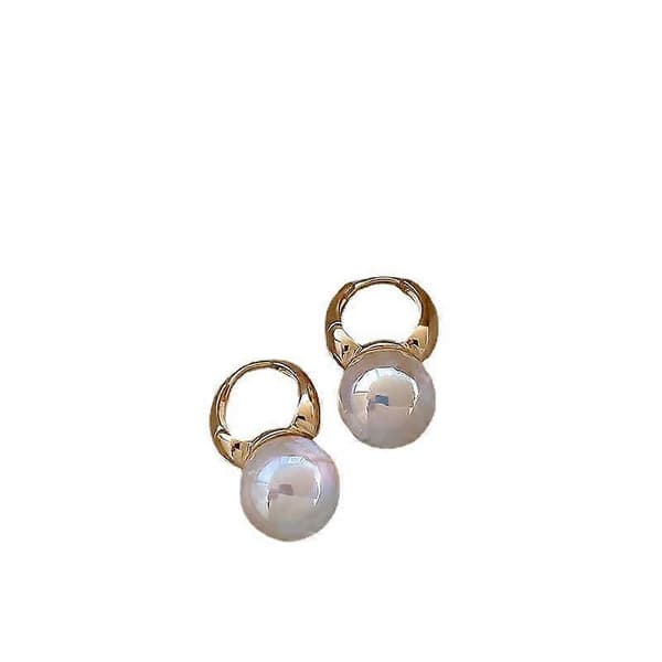 Dame Perle Øredobber Sølv Hvitt Gull Dråpe Øredobber Cubic Zirconia Perle Øredobber Store 14mm