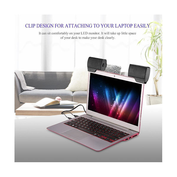 Portabel Mini Clip USB Stereo Högtalare Ljudfält Clip-on Högtalare för Notebook Laptop Telefon Musik