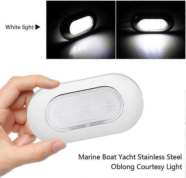 Båt Vanity Lampor 12V Vit LED Rektangulär Rostfri Stållampa för Courtesy eller Trappbrygga